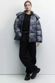 Куртка короткая стеганая с принтом