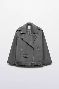 Куртка-косуха из драповой ткани с ремнем