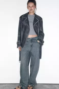 Куртка-косуха oversize с состаренным эффектом