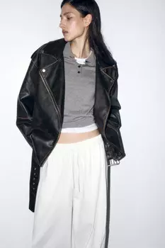 Куртка-косуха с вареным эффектом и шнуровкой