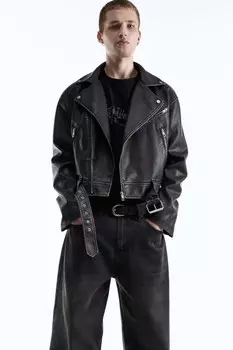 Куртка-косуха укороченная с вареным эффектом