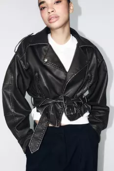 Куртка-косуха укороченная с вареным эффектом