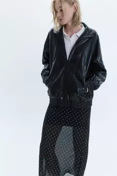 Куртка-олимпийка oversize из искусственной кожи