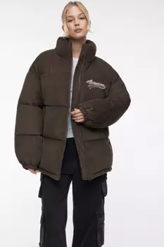 Куртка oversize дутая из вельветовой ткани