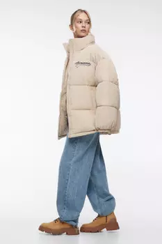 Куртка oversize дутая из вельветовой ткани