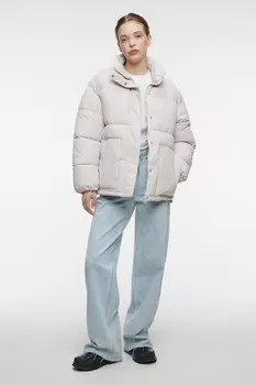 Куртка oversize короткая стеганая с воротником-стойкой