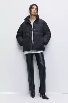 Куртка oversize короткая стеганая с воротником-стойкой
