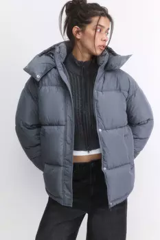 Куртка oversize стеганая с капюшоном