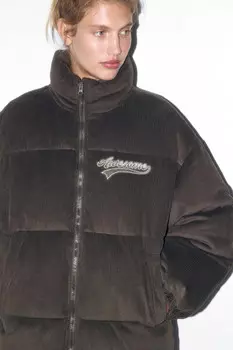 Куртка oversize стеганая с вельветовой фактурой