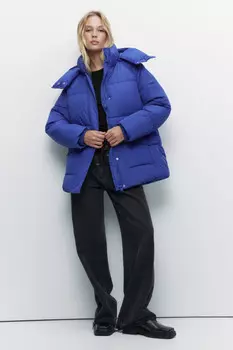 Куртка oversize стеганая утепленная с капюшоном