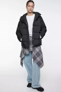 Куртка oversize стеганая утепленная с капюшоном