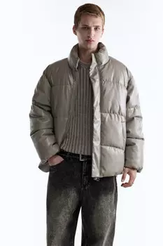 Куртка-пуховик стеганая из искусственной кожи