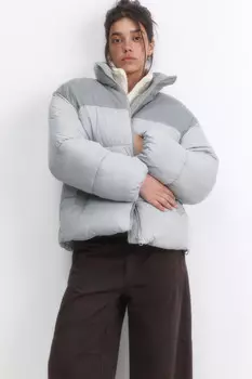 Куртка-пуховик стеганая с вельветовой вставкой