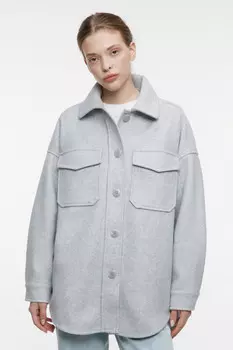 Куртка-рубашка oversize теплая с нагрудными карманами