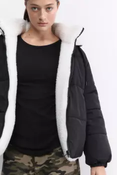 Куртка стеганая двусторонняя с отделкой под мех