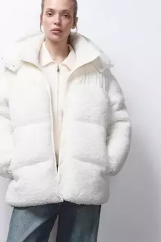 Куртка стеганая из искусственного меха с кокеткой