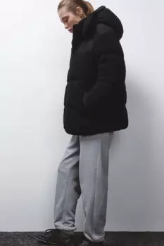 Куртка стеганая из искусственного меха с кокеткой