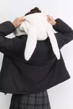 Куртка стеганая с флисовым капюшоном с ушками