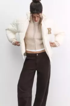 Куртка стеганая с капюшоном и патчем