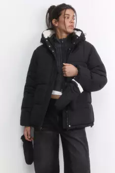 Куртка стеганая с капюшоном и рукавицами