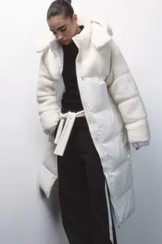 Куртка стеганая с кокеткой из искусственного меха