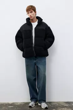 Куртка стеганая с плюшевыми вставками