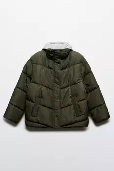 Куртка стеганая с трикотажным капюшоном