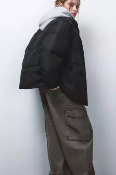 Куртка стеганая с трикотажным капюшоном