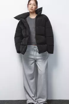 Куртка стеганая с запахом и воротником-стойкой