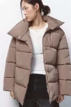 Куртка стеганая с запахом и воротником-стойкой