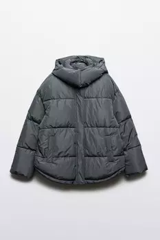 Куртка стеганая свободная с капюшоном