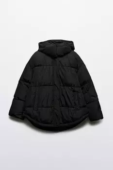 Куртка стеганая свободная с капюшоном