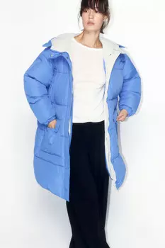 Куртка стеганая удлиненная с капюшоном