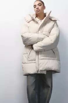 Куртка стеганая удлиненная с капюшоном