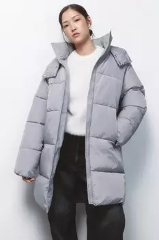 Куртка стеганая удлиненная с капюшоном