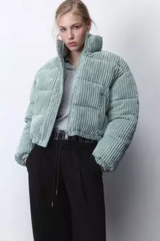 Куртка стеганая укороченная из вельветовой ткани