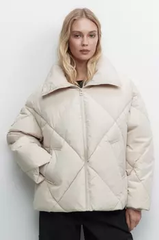 Куртка стеганая утепленная с высоким воротником-стойкой