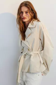 Куртка-тренч короткая с поясом