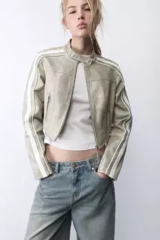 Куртка в байкерском стиле с лампасами