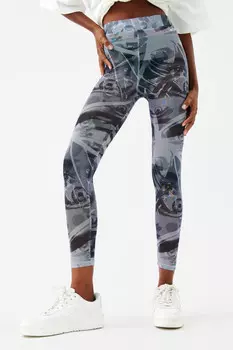 Леггинсы из сетчатой ткани с принтом