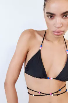 Лиф купальный на завязках с бусинами