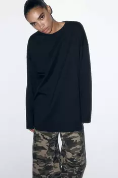 Лонгслив базовый хлопковый свободного кроя