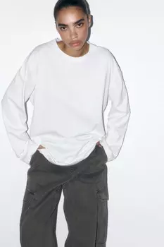 Лонгслив базовый хлопковый свободного кроя