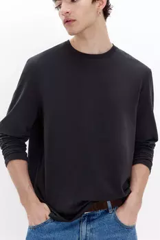 Лонгслив базовый из хлопкового футера