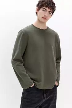 Лонгслив базовый из хлопкового футера