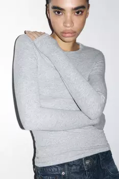 Лонгслив базовый трикотажный в рубчик