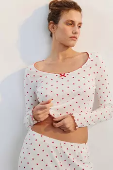 Лонгслив домашний хлопковый в сердечко