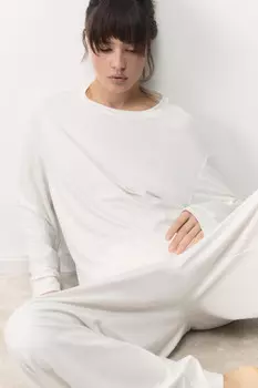 Лонгслив домашний из гладкого трикотажа