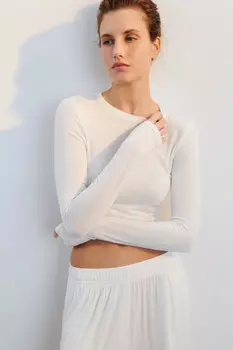 Лонгслив домашний укороченный из вискозы