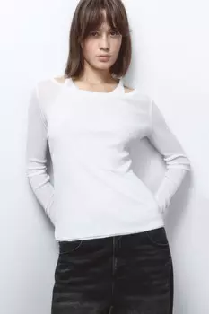 Лонгслив двуслойный с подкладкой-майкой